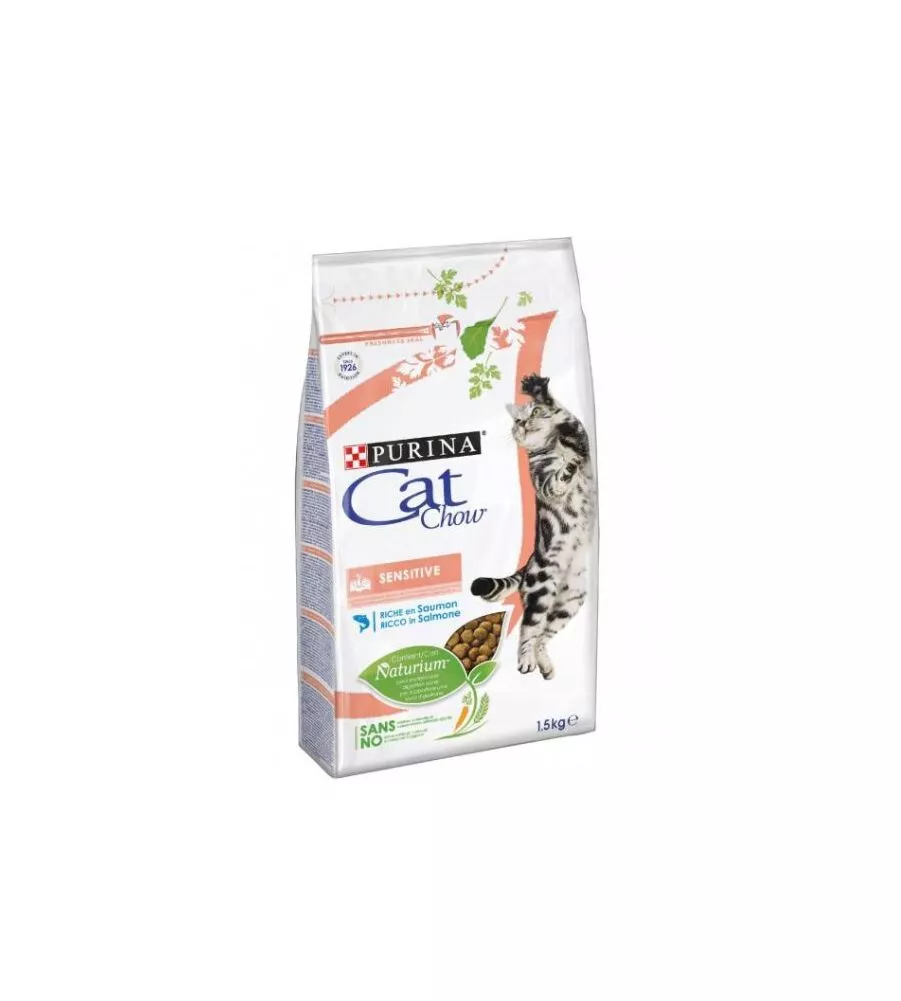 Purina cat chow gatto adulto sensitive al salmone - 1.5 kg